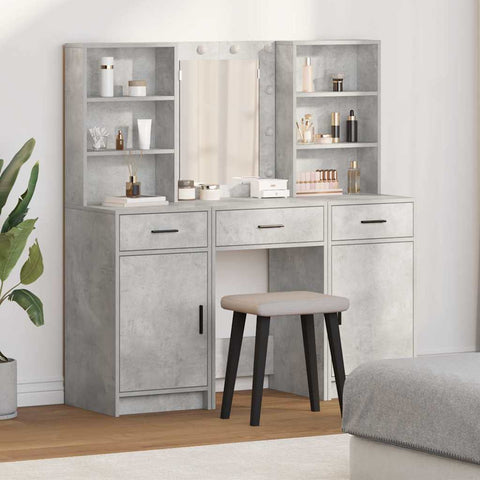 vidaXL Dressing Table Set 3 pcs Concrete Grey 50 x 41 x 135 cm