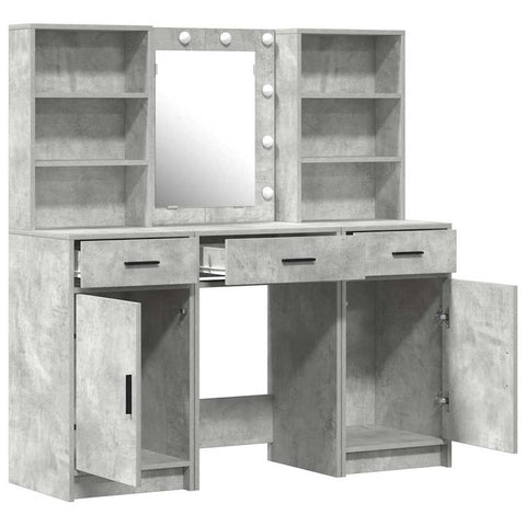 vidaXL Dressing Table Set 3 pcs Concrete Grey 50 x 41 x 135 cm