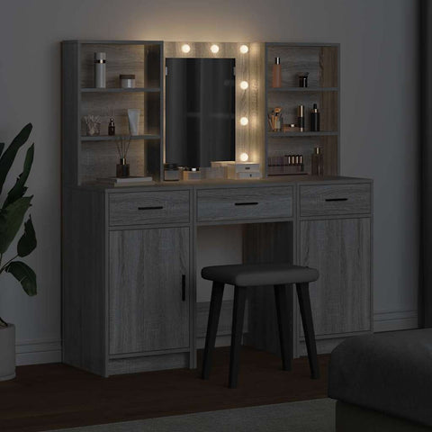 vidaXL Dressing Table Set with Door 3 pcs Grey sonoma 50 x 41 x 135 cm