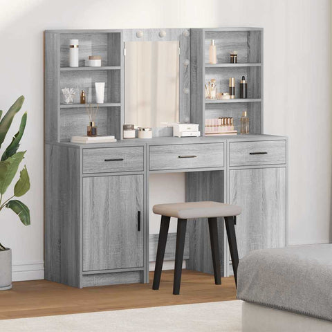 vidaXL Dressing Table Set with Door 3 pcs Grey sonoma 50 x 41 x 135 cm