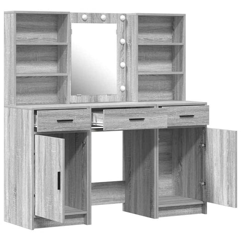 vidaXL Dressing Table Set with Door 3 pcs Grey sonoma 50 x 41 x 135 cm