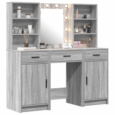 vidaXL Dressing Table Set with Door 3 pcs Grey sonoma 50 x 41 x 135 cm