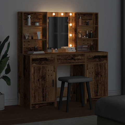 vidaXL Dressing Table Set with Drawer 3 pcs Old wood 50 x 41 x 135 cm