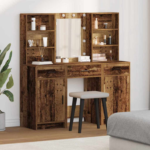 vidaXL Dressing Table Set with Drawer 3 pcs Old wood 50 x 41 x 135 cm