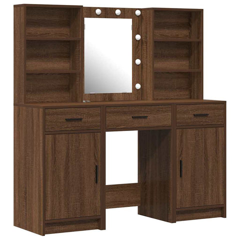 vidaXL Dressing Table Set with Drawer 3 pcs Old wood 50 x 41 x 135 cm