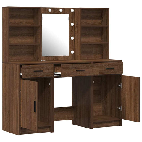 vidaXL Dressing Table Set with Drawer 3 pcs Old wood 50 x 41 x 135 cm