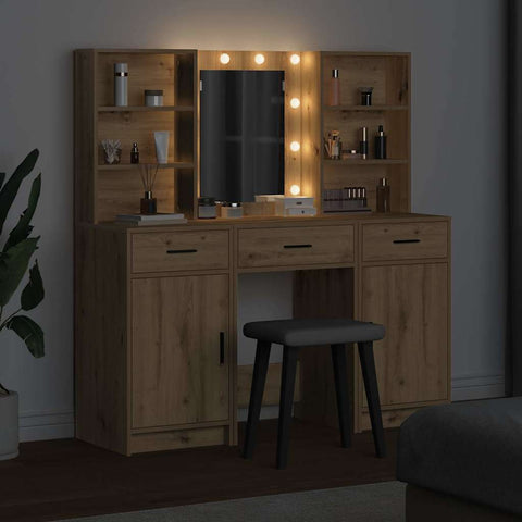 vidaXL Dressing Table Set with Door 3 pcs Artisan oak 50 x 41 x 135 cm