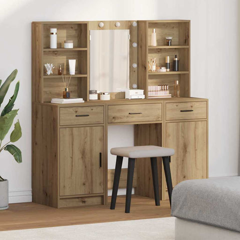 vidaXL Dressing Table Set with Door 3 pcs Artisan oak 50 x 41 x 135 cm