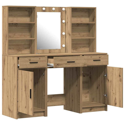 vidaXL Dressing Table Set with Door 3 pcs Artisan oak 50 x 41 x 135 cm