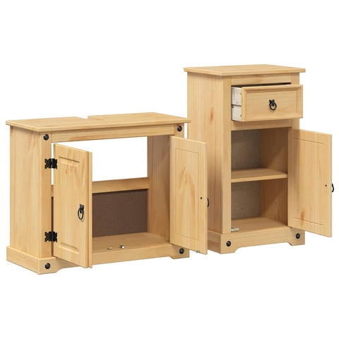 vidaXL 2 Piece Bathroom Furniture Set Corona Solid Wood Pine