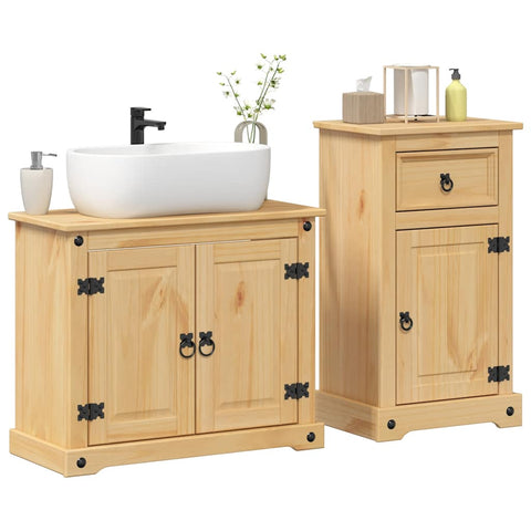 vidaXL 2 Piece Bathroom Furniture Set Corona Solid Wood Pine