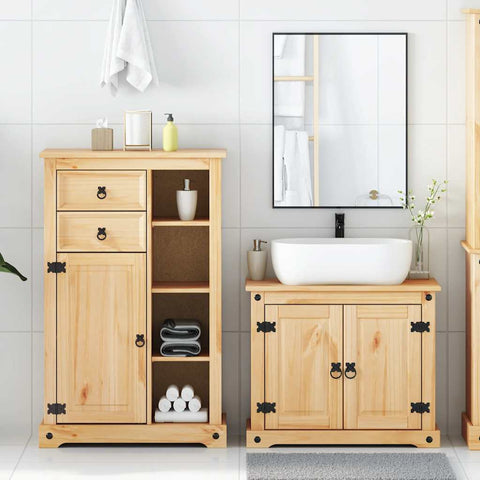 vidaXL 2 Piece Bathroom Furniture Set Corona Solid Wood Pine