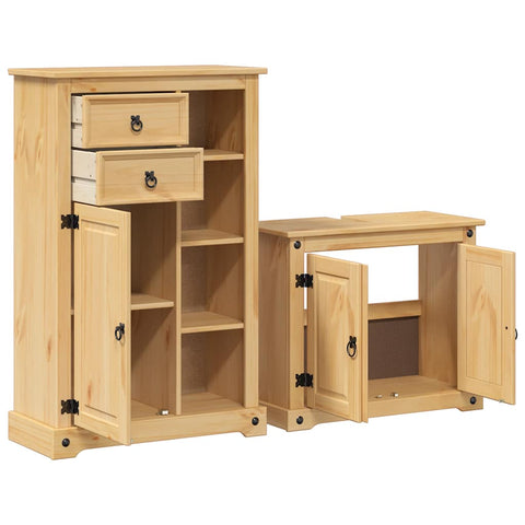 vidaXL 2 Piece Bathroom Furniture Set Corona Solid Wood Pine