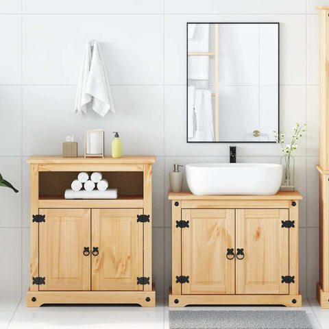 vidaXL 2 Piece Bathroom Furniture Set Corona Solid Wood Pine