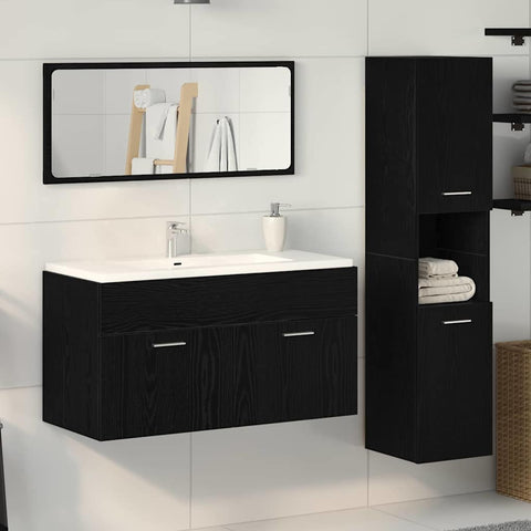 vidaXL 3 Piece Bathroom Furniture Set Black Oak Engineered Wood