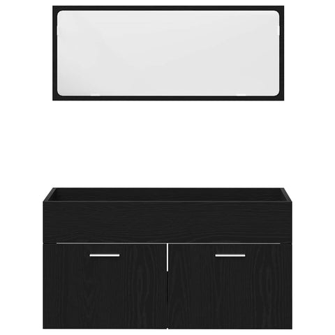 vidaXL 3 Piece Bathroom Furniture Set Black Oak Engineered Wood