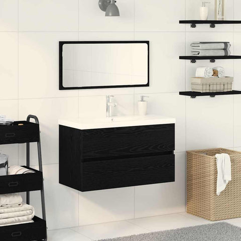vidaXL Bathroom Furniture Set 3 pcs Black oak 80 x 38.5 x 45 cm