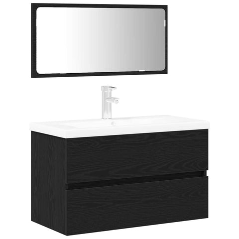 vidaXL Bathroom Furniture Set 3 pcs Black oak 80 x 38.5 x 45 cm