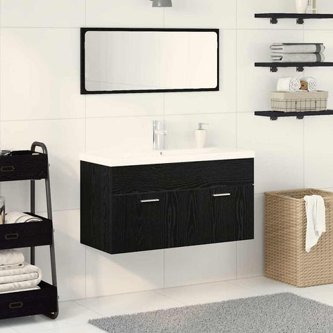 vidaXL Bathroom Furniture Set 3 pcs Black Oak 90 x 38.5 x 46 cm
