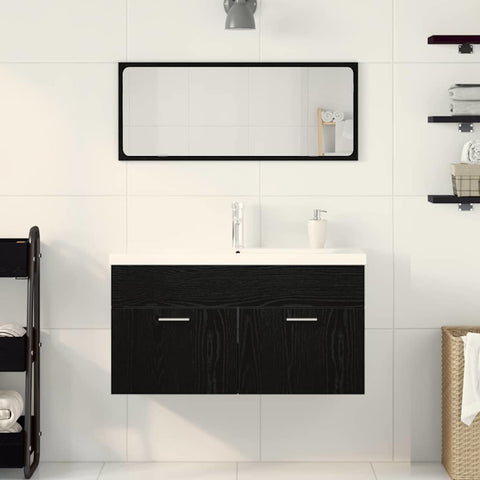 vidaXL Bathroom Furniture Set 3 pcs Black Oak 90 x 38.5 x 46 cm