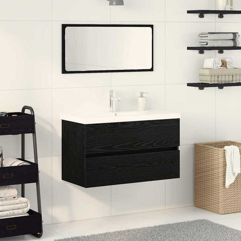 vidaXL Bathroom Furniture Set 3 pcs Black oak 80 x 38.5 x 45 cm