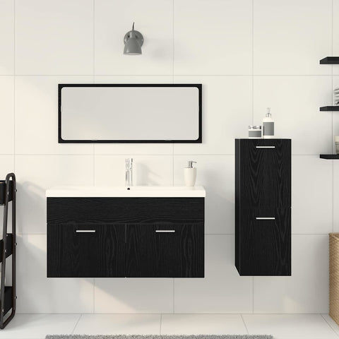 vidaXL Bathroom Furniture Set 4 pcs Black Oak 90 x 38.5 x 50 cm