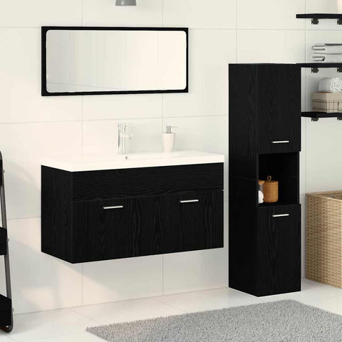 vidaXL Bathroom Furniture Set 4 pcs Black Oak 90 x 38.5 x 46 cm