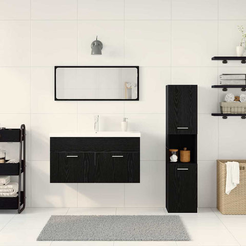 vidaXL Bathroom Furniture Set 4 pcs Black Oak 90 x 38.5 x 46 cm