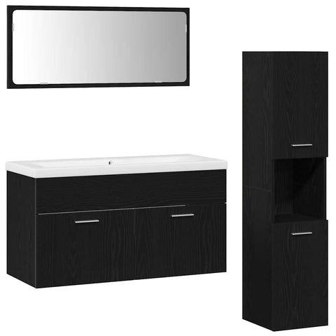 vidaXL Bathroom Furniture Set 4 pcs Black Oak 90 x 38.5 x 46 cm