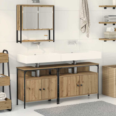 vidaXL 3 Piece Bathroom Furniture Set Artisan Oak Engineered Wood