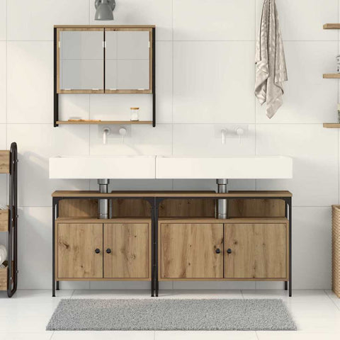 vidaXL 3 Piece Bathroom Furniture Set Artisan Oak Engineered Wood