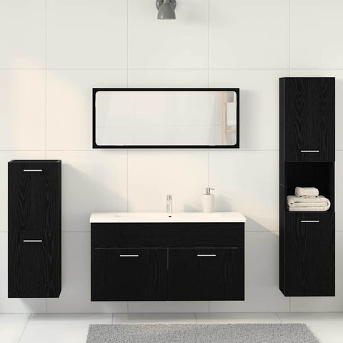 vidaXL 4 Piece Bathroom Furniture Set Black Oak Engineered Wood