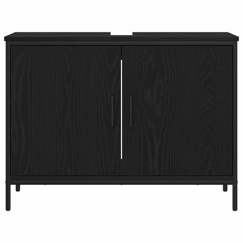 vidaXL 3 Piece Bathroom Furniture Set Black Oak Engineered Wood