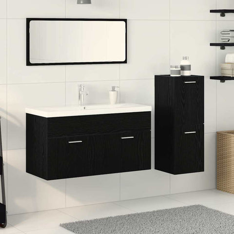 vidaXL Bathroom Furniture Set 4 pcs Black Oak 91 x 39.5 x 46 cm