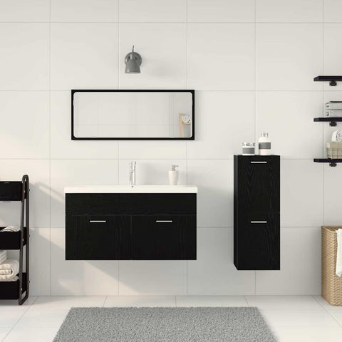 vidaXL Bathroom Furniture Set 4 pcs Black Oak 91 x 39.5 x 46 cm