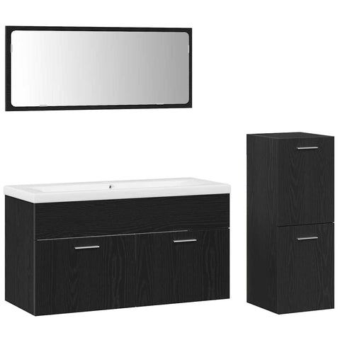 vidaXL Bathroom Furniture Set 4 pcs Black Oak 91 x 39.5 x 46 cm