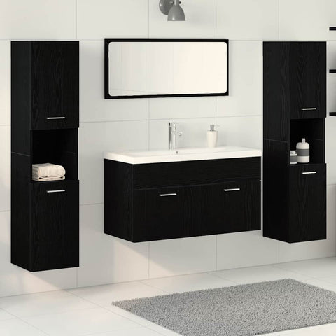 vidaXL Bathroom Furniture Set 5 pcs Black Oak 30 x 30 x 130 cm