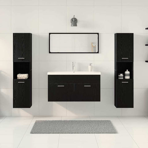 vidaXL Bathroom Furniture Set 5 pcs Black Oak 30 x 30 x 130 cm