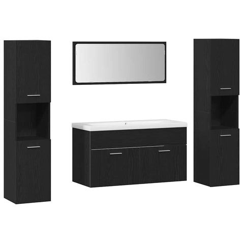 vidaXL Bathroom Furniture Set 5 pcs Black Oak 30 x 30 x 130 cm