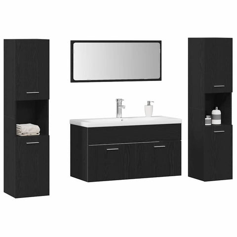vidaXL Bathroom Furniture Set 5 pcs Black Oak 30 x 30 x 130 cm