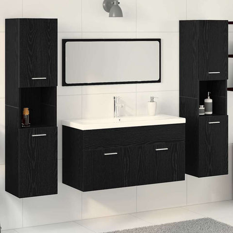 vidaXL Bathroom Furniture Set 5 pcs Black Oak 30 x 30 x 130 cm