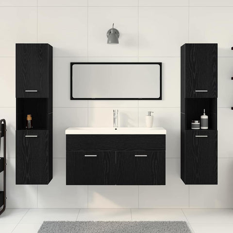 vidaXL Bathroom Furniture Set 5 pcs Black Oak 30 x 30 x 130 cm