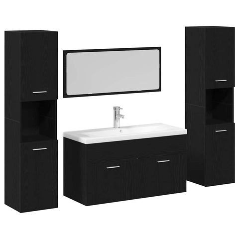 vidaXL Bathroom Furniture Set 5 pcs Black Oak 30 x 30 x 130 cm
