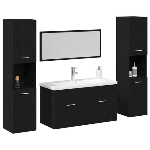 vidaXL Bathroom Furniture Set 5 pcs Black Oak 30 x 30 x 130 cm