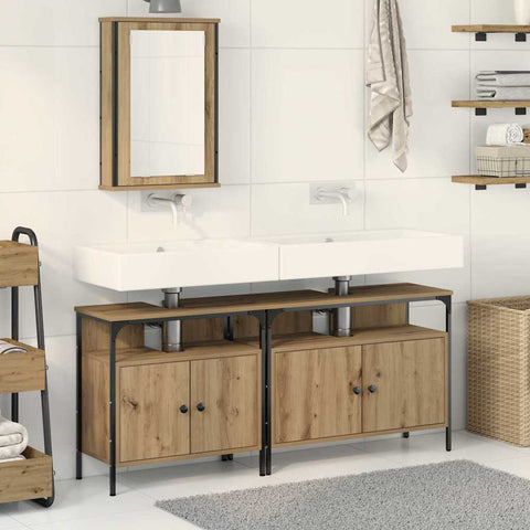 vidaXL 3 Piece Bathroom Furniture Set Artisan Oak Engineered Wood