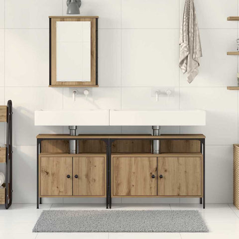 vidaXL 3 Piece Bathroom Furniture Set Artisan Oak Engineered Wood