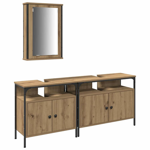 vidaXL 3 Piece Bathroom Furniture Set Artisan Oak Engineered Wood