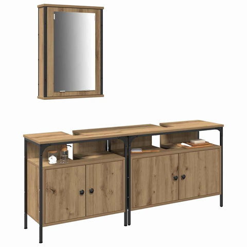 vidaXL 3 Piece Bathroom Furniture Set Artisan Oak Engineered Wood
