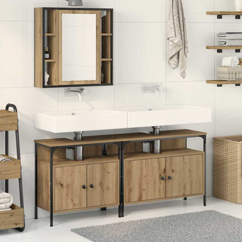 vidaXL Bathroom Vanity Units with Shelf 3 pcs Brown 80 x 30 x 60 cm