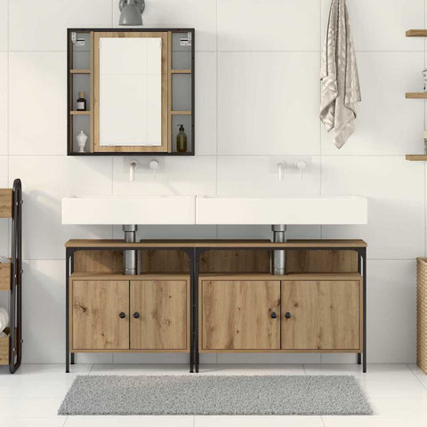 vidaXL Bathroom Vanity Units with Shelf 3 pcs Brown 80 x 30 x 60 cm